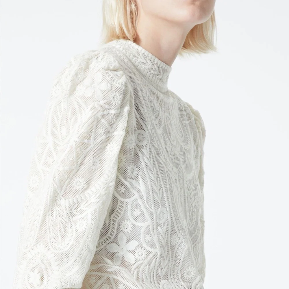 The Kooples Ecru Lace Top high neck - NWT  size M - Picture 2 of 7